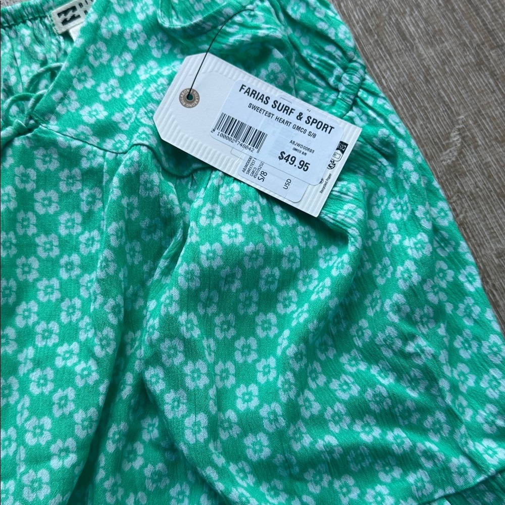 Green Floral Spaghetti Strap Dress - Picture 2 of 4